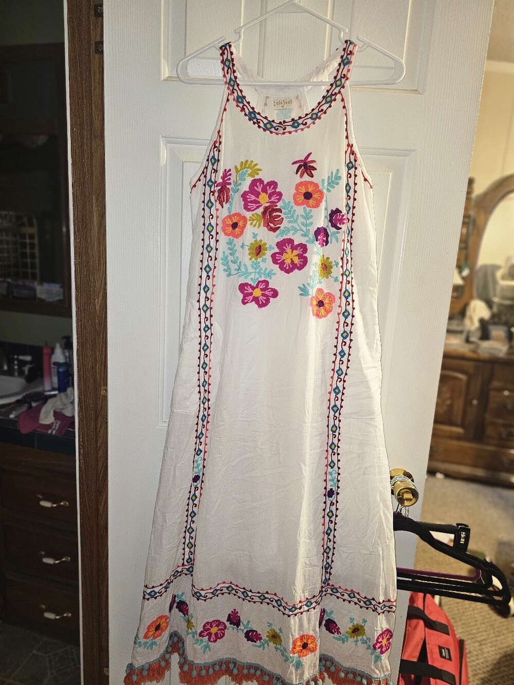 Embroidered Floral White Maxi Dress by Luli & Me